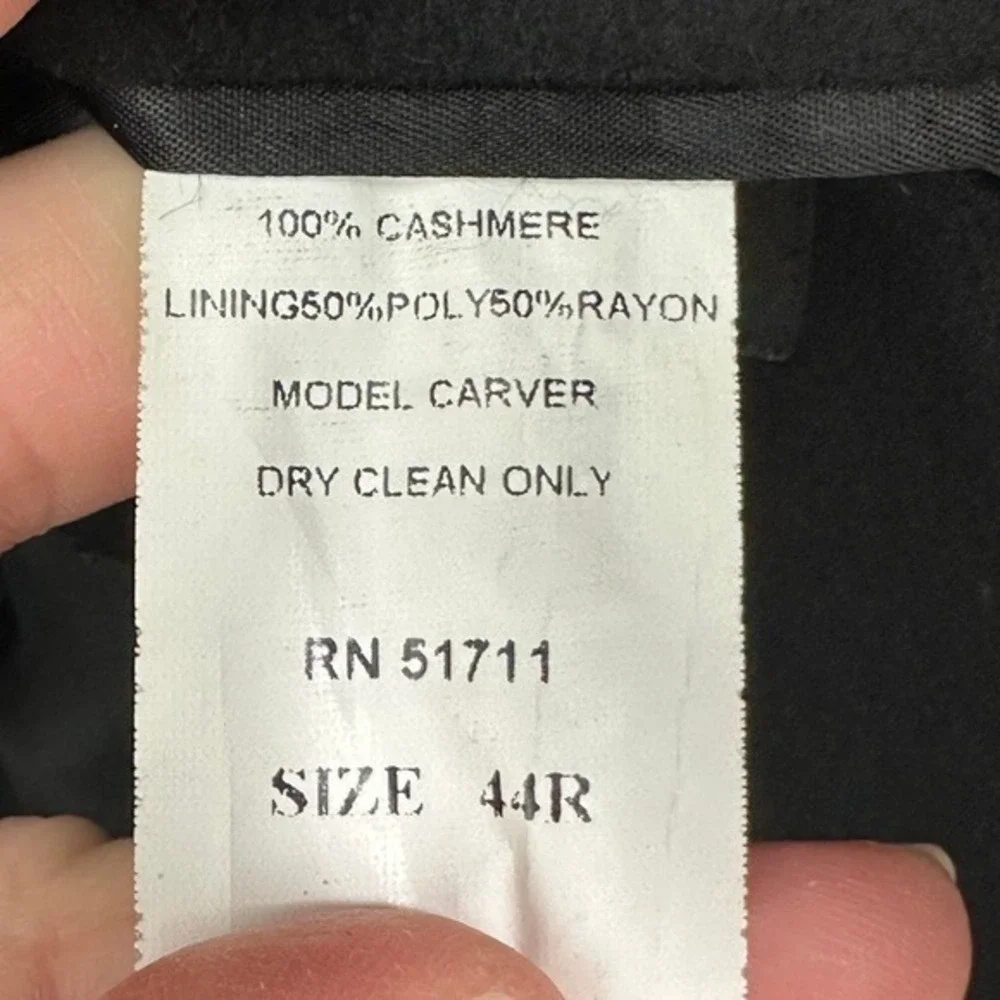 Black 100% Pure Cashmere Classic Sport Coat Blazer Jacket Men's 44R Andrew Fezza